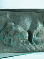 Ancien bronze la laitière vache traite naturalisme art nouveau signé Abbal - Miniature 11