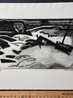 Gravure originale de Jacques Ramondot paysage synthétique Mollières art - Miniature 5