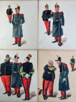 Ancien tableau infanterie militaire costume tenue colonie caricature Robert x 4 - Miniature 6