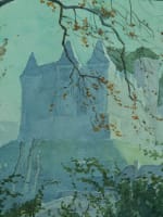 Beau tableau ancien vue de château Henri IV Pau Béarn Louis Audoin paysage 1930 - Miniature 3