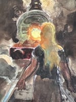 Dessin Jean Terles portrait femme rails train livre Parisien art français 1930 - Miniature 2