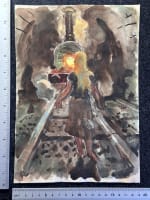 Dessin Jean Terles portrait femme rails train livre Parisien art français 1930 - Miniature 3