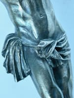 Ancien grand Christ vivant bronze argenté Giambologna maniériste Cristo Vivo - Miniature 3