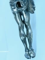 Ancien grand Christ vivant bronze argenté Giambologna maniériste Cristo Vivo - Miniature 5