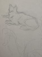 Dessin Jean Terles Curisosa portrait de femme dénudé de dos chat étude lune - Miniature 3