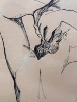 Dessin ancien Christian Schmidt portrait femme nue profil perdu dos se coiffant - Miniature 1