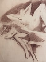 Dessin ancien Terles portrait femme nue allongée étude sanguine art déco - Miniature 3