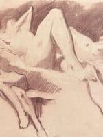 Dessin ancien Terles portrait femme nue allongée étude sanguine art déco - Miniature 4