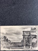 Dessin ancien Jean Terles paysage place du Carousel à Paris fusain - Miniature 3