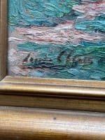 Beau tableau ancien paysage vue de rivière ciel impressionniste Louis Clesse - Miniature 8