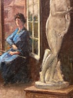 Ancien tableau art nouveau atelier école de Nancy portrait femme peintre Hoffman - Miniature 2