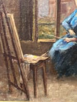 Ancien tableau art nouveau atelier école de Nancy portrait femme peintre Hoffman - Miniature 3