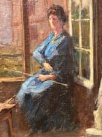 Ancien tableau art nouveau atelier école de Nancy portrait femme peintre Hoffman - Miniature 6