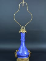Grande lampe signée Sevres porcelaine bleue Louis XVI bronze Napoléon III rare - Miniature 2