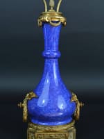 Grande lampe signée Sevres porcelaine bleue Louis XVI bronze Napoléon III rare - Miniature 4