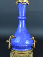 Grande lampe signée Sevres porcelaine bleue Louis XVI bronze Napoléon III rare - Miniature 5