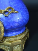 Grande lampe signée Sevres porcelaine bleue Louis XVI bronze Napoléon III rare - Miniature 7