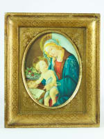 Ancienne petite icône religieuse florentine La Madone du Livre / Botticelli - Miniature 6
