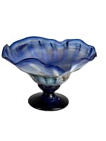 Belle coupe à fruit centre de table bleu Mick Bob le Bleis verre design vintage - Miniature 3