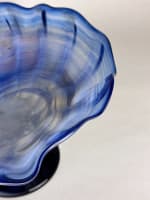 Belle coupe à fruit centre de table bleu Mick Bob le Bleis verre design vintage - Miniature 4