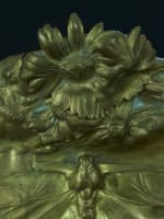 Important encrier vide poche libellule Art Nouveau bronze doré Léon Lambert - Miniature 4