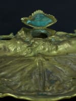 Important encrier vide poche libellule Art Nouveau bronze doré Léon Lambert - Miniature 8