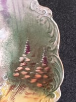 Grand plat porcelaine Limoges scène galante ronde antique muse fées paysage 1930 - Miniature 5