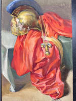 Ancienne aquarelle nature morte tenue militaire de légionnaire romain XXe signé - Miniature 2