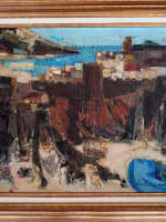 Grand tableau moderne paysage bord de mer Espagne Christian Schmidt Tossa de Mar - Miniature 2