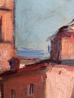 Tableau ancien paysage fontaine romaine ville animée Rome été Marcel Bertoin - Miniature 8