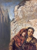 Tableau ancien d'après Alexandre Antigna portrait famille vielle à roue village - Miniature 3