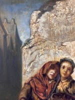 Tableau ancien d'après Alexandre Antigna portrait famille vielle à roue village - Miniature 4