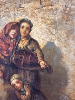 Tableau ancien d'après Alexandre Antigna portrait famille vielle à roue village - Miniature 5