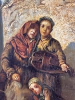 Tableau ancien d'après Alexandre Antigna portrait famille vielle à roue village - Miniature 6