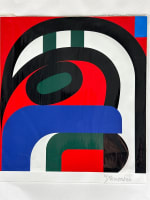 Rare composition abstraite géométrique signé Jean Dewasne acrylique impression - Miniature 3