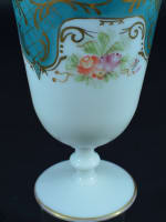 Ancien verre calice opaline bouquet de roses Art Nouveau signé souvenir Paris - Miniature 5