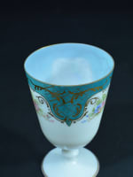 Ancien verre calice opaline bouquet de roses Art Nouveau signé souvenir Paris - Miniature 6