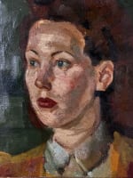 Tableau ancien beau portrait de jeune femme expressionniste 1944 signé huile cdr - Miniature 1