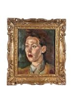 Tableau ancien beau portrait de jeune femme expressionniste 1944 signé huile cdr - Miniature 2