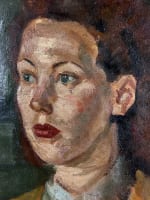 Tableau ancien beau portrait de jeune femme expressionniste 1944 signé huile cdr - Miniature 6