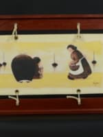 Charmant tableau ancien Louis Pors Bretagne Roscoff bord de mer animée costume - Miniature 1