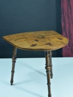 Ancienne table Emile Gallé guéridon sauterelle art nouveau Nancy devise 1900 - Miniature 1