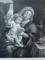Grande lithographie gravure religieuse XIXe Vierge à l'enfant Mignard Lemercier - Miniature 2