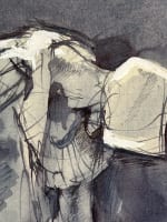 Dessin ancien Jean Terles jeune femme penchée au chapeau 1930 technique mixte - Miniature 2