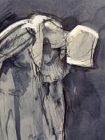 Dessin ancien Jean Terles jeune femme penchée au chapeau 1930 technique mixte - Miniature 4