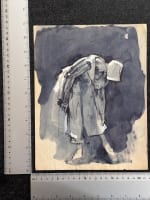 Dessin ancien Jean Terles jeune femme penchée au chapeau 1930 technique mixte - Miniature 5