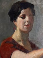 Tableau portrait femme peintre atelier des Beaux Art déco Jean Terles Paris - Miniature 3