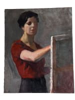 Tableau portrait femme peintre atelier des Beaux Art déco Jean Terles Paris - Miniature 4