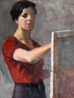 Tableau portrait femme peintre atelier des Beaux Art déco Jean Terles Paris - Miniature 5