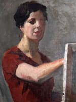 Tableau portrait femme peintre atelier des Beaux Art déco Jean Terles Paris - Miniature 6